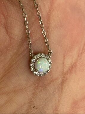 Dainty Sterling Silver Opal Necklace